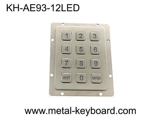 Back Light Metal Numeric Keypad Dalam Matriks 3x4 12 Tombol Keypad Stainless Steel